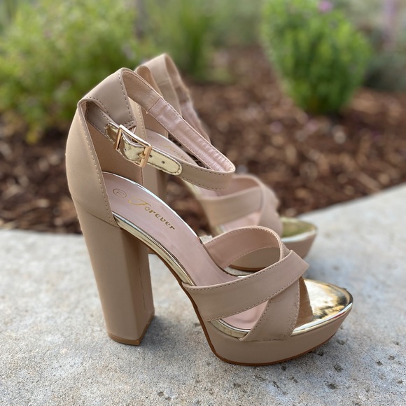 Vegan Nubuck Chunky High Heel Platforms - Picture 3 of 4